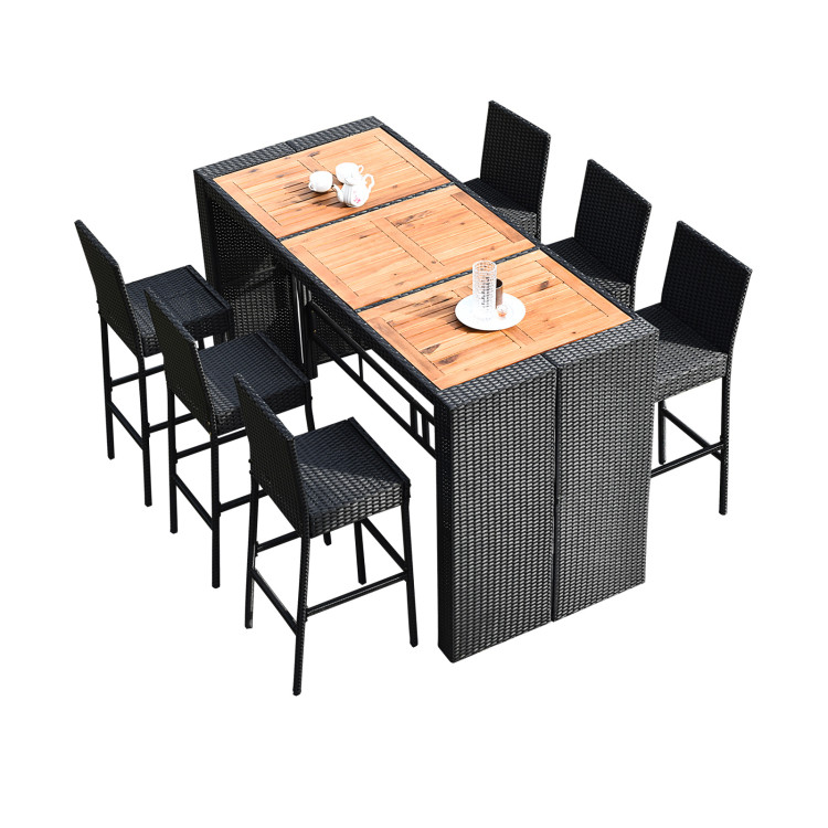 7 Pieces Patio Rattan Wicker Dining Furniture Set - Image 8
