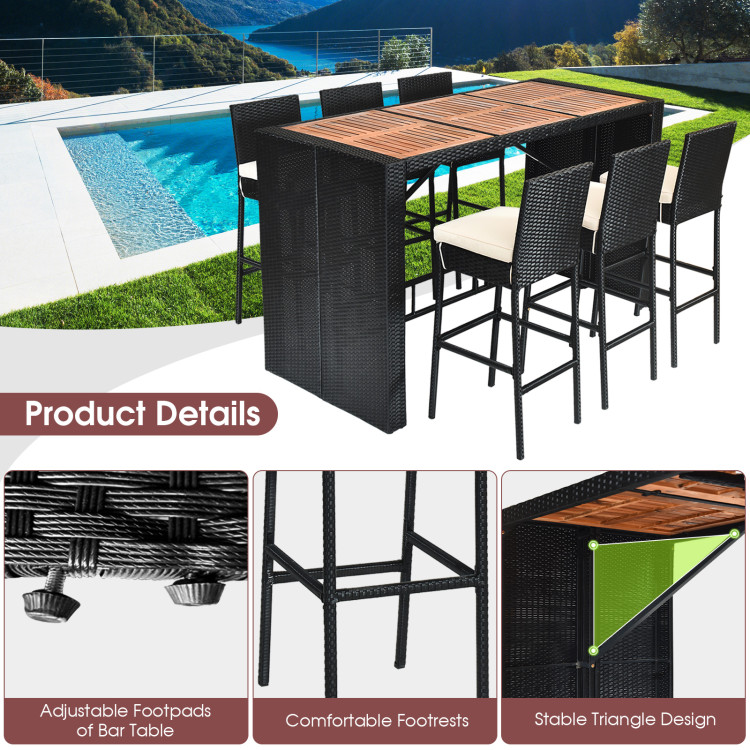 7 Pieces Patio Rattan Wicker Dining Furniture Set - Image 9