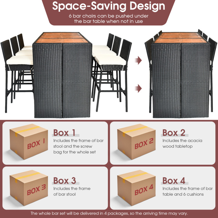 7 Pieces Patio Rattan Wicker Dining Furniture Set - Image 10