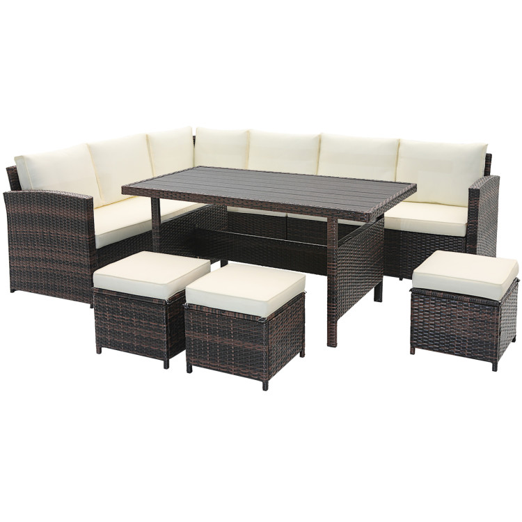 7 Pieces Hand-woven Cozy Wicker Patio Furniture Set - Image 4