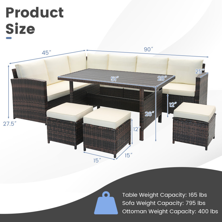 7 Pieces Hand-woven Cozy Wicker Patio Furniture Set - Image 5
