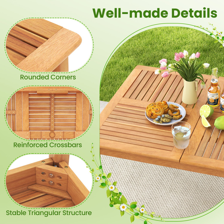 7 Piece Patio Acacia Wood Dining Set Solid Wooden Dining Furniture with Umbrella Hole - Image 10