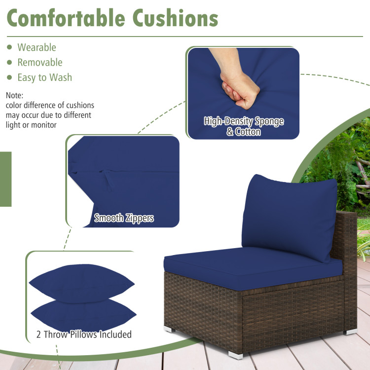 7 Pieces Patio Rattan Furniture Set with Sectional Sofa Cushions - Image 7