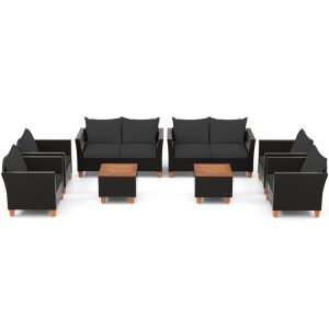 8 Pieces Outdoor Conversation Set with Storage Coffee Table