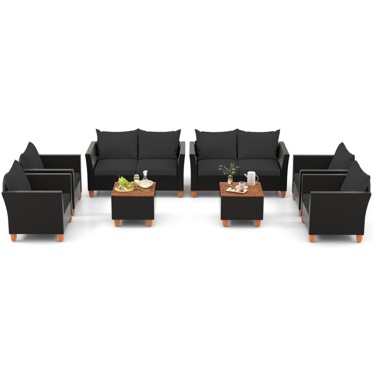 8 Pieces Outdoor Conversation Set with Storage Coffee Table - Image 3
