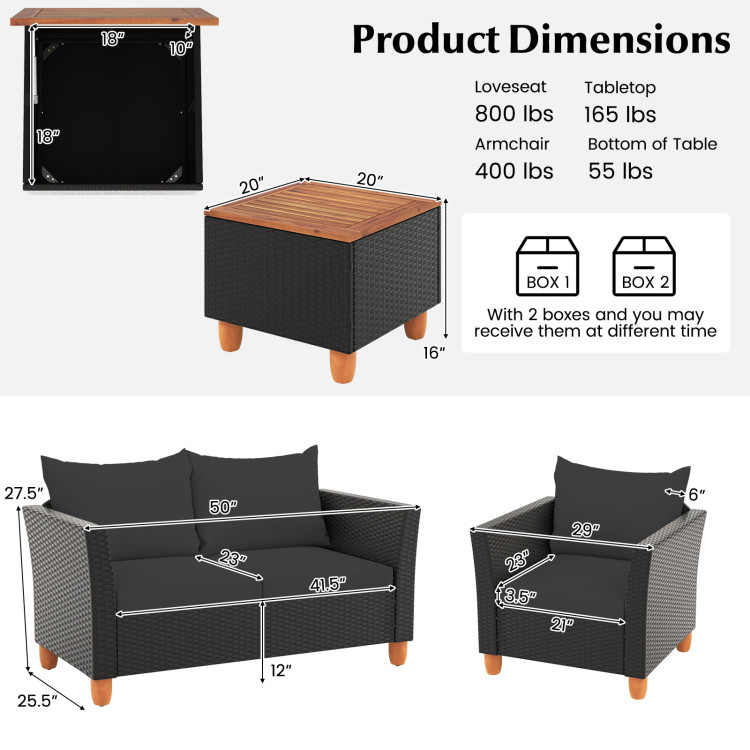 8 Pieces Outdoor Conversation Set with Storage Coffee Table - Image 4