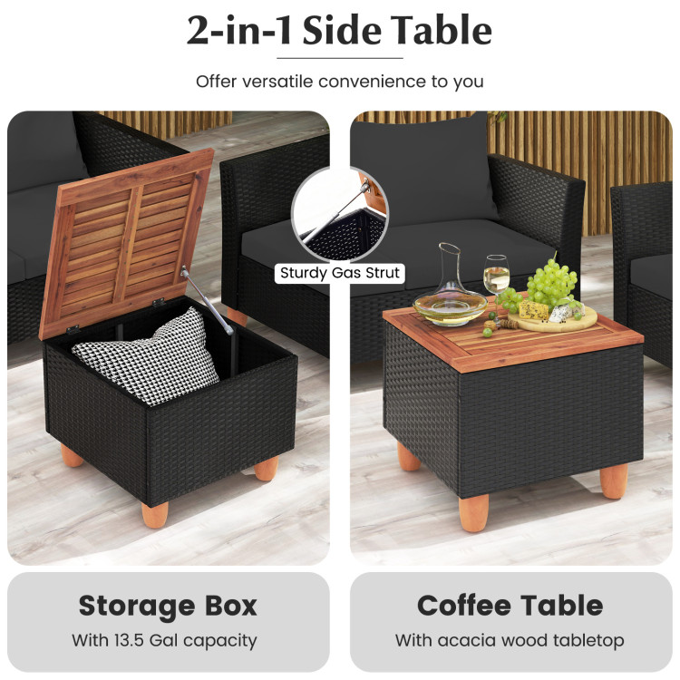 8 Pieces Outdoor Conversation Set with Storage Coffee Table - Image 6