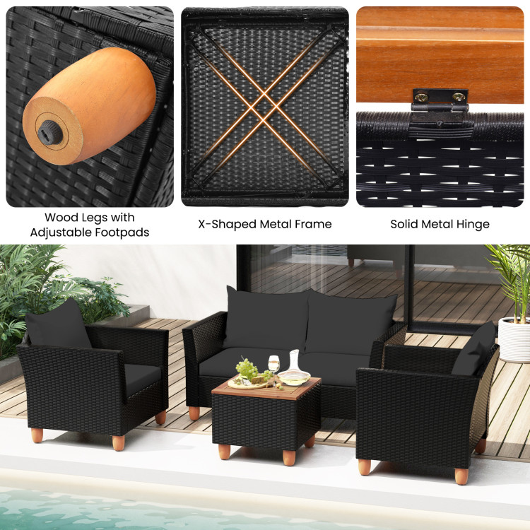 8 Pieces Outdoor Conversation Set with Storage Coffee Table - Image 8
