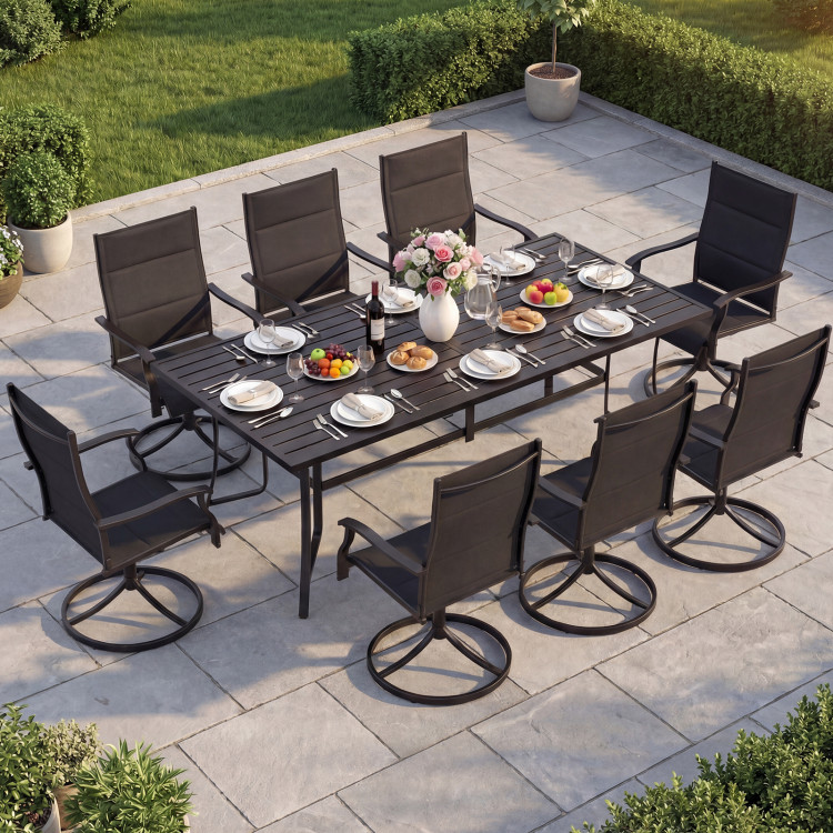 9-Piece Outdoor Dining Set for 8 with Umbrella Hole and 8 Chairs - Image 2