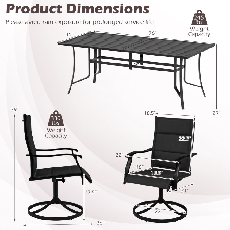 9-Piece Outdoor Dining Set for 8 with Umbrella Hole and 8 Chairs - Image 4