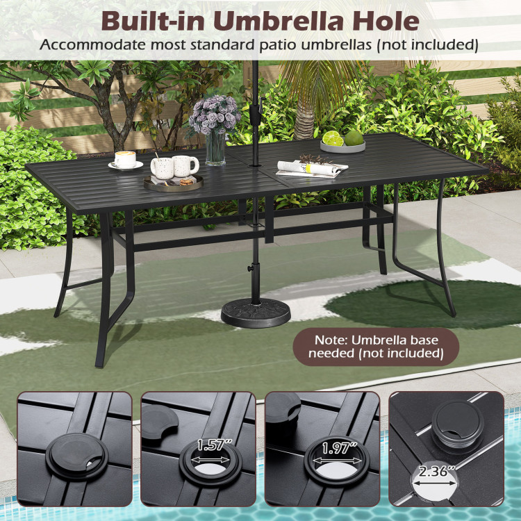 9-Piece Outdoor Dining Set for 8 with Umbrella Hole and 8 Chairs - Image 6