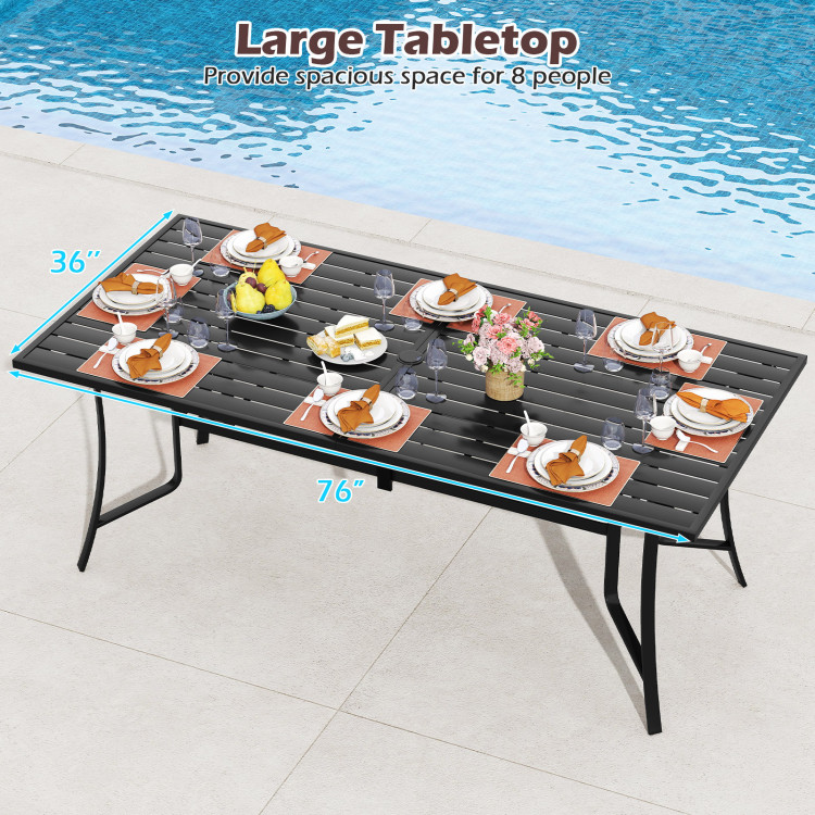 9-Piece Outdoor Dining Set for 8 with Umbrella Hole and 8 Chairs - Image 5
