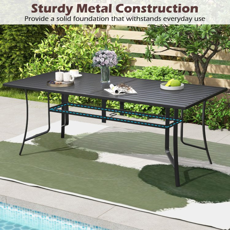 9-Piece Outdoor Dining Set for 8 with Umbrella Hole and 8 Chairs - Image 7
