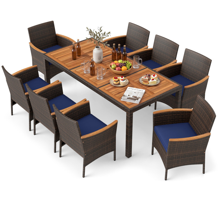 9 Piece Outdoor Dining Set with Acacia Wood Table Top - Image 4
