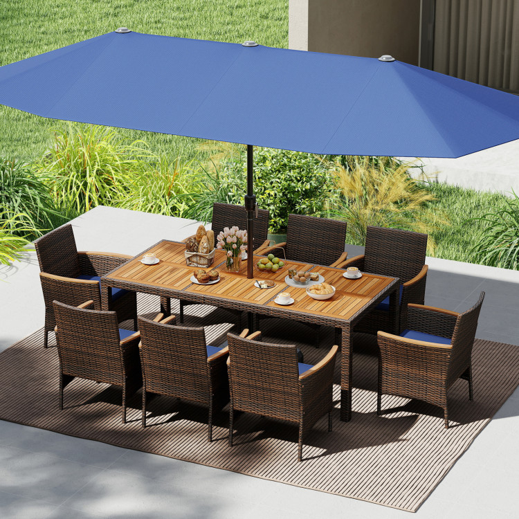9 Piece Outdoor Dining Set with Acacia Wood Table Top - Image 3