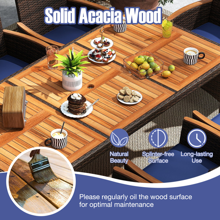 9 Piece Outdoor Dining Set with Acacia Wood Table Top - Image 6