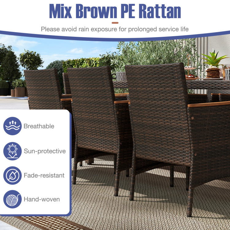9 Piece Outdoor Dining Set with Acacia Wood Table Top - Image 7