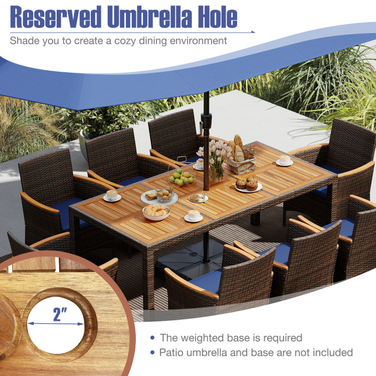 9 Piece Outdoor Dining Set with Acacia Wood Table Top - Image 9
