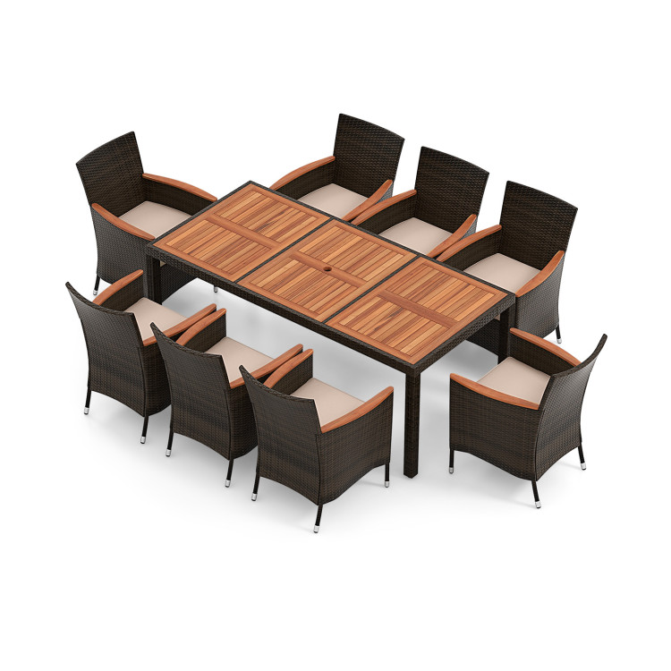 10 Piece Outdoor Dining Set with 15 Feet Double-Sided Twin Patio Umbrella - Image 6