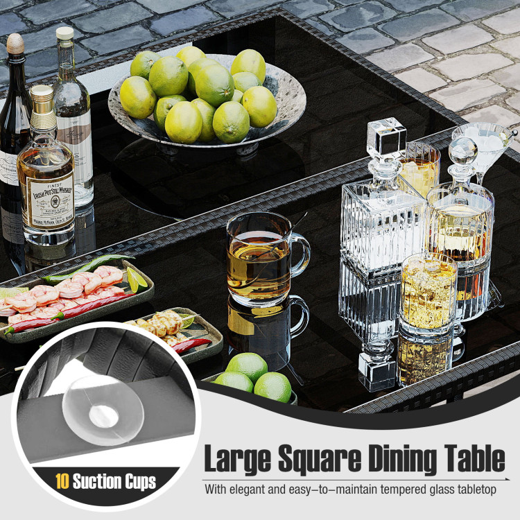 9 Piece Patio Dining Set with Tempered Glass Table and Ottoman - Image 7