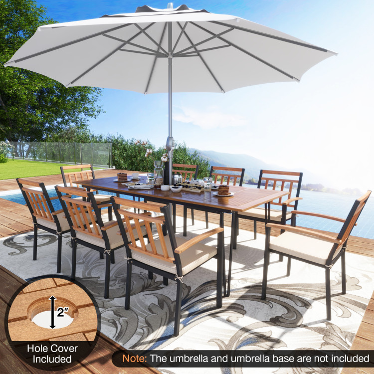 9 Pieces Patio Dining Outdoor Furniture Set with 8 Chairs and Umbrella Hole - Image 6
