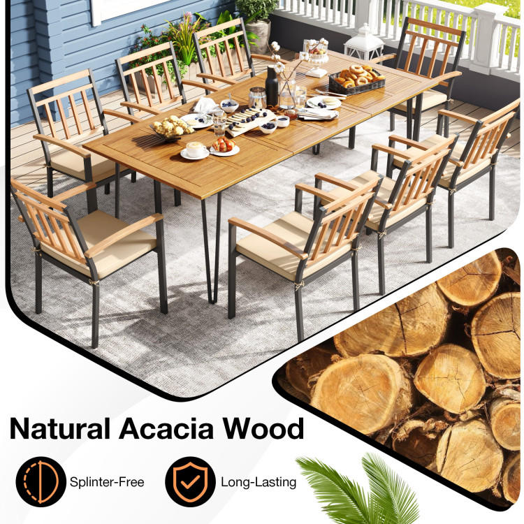 9 Pieces Patio Dining Outdoor Furniture Set with 8 Chairs and Umbrella Hole - Image 7