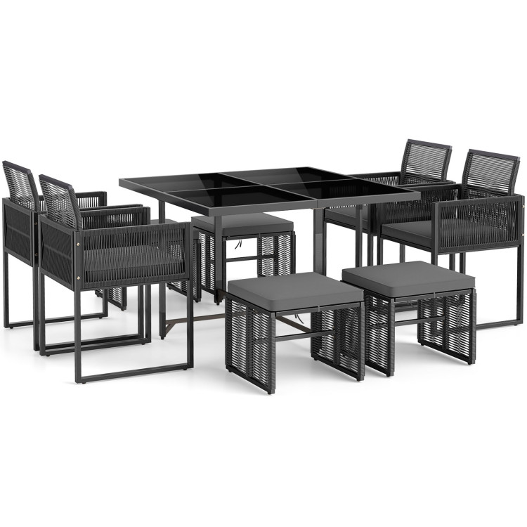 9 Pieces Patio Dining Set with Cushions for Yard Garden - Image 4