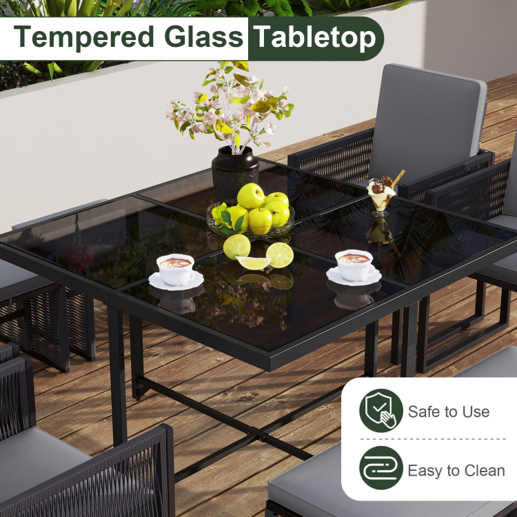 9 Pieces Patio Dining Set with Cushions for Yard Garden - Image 7