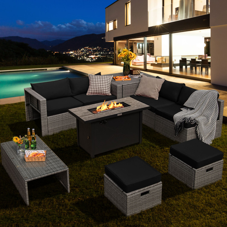 9 Pieces Patio Furniture Set with 42 Inches 60000 BTU Fire Pit - Image 3