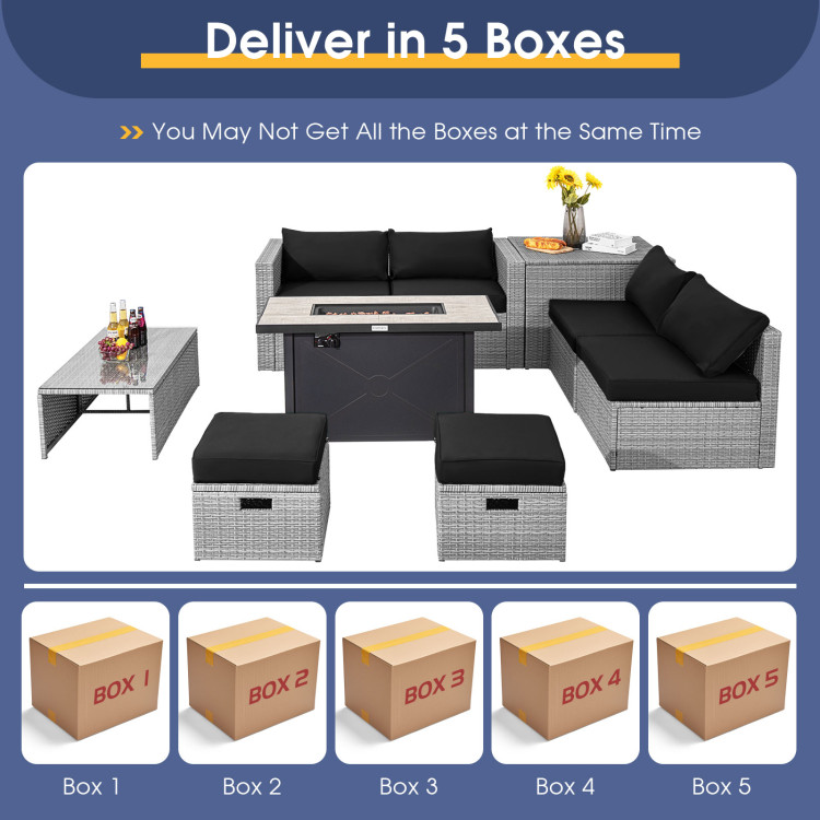 9 Pieces Patio Furniture Set with 42 Inches 60000 BTU Fire Pit - Image 5