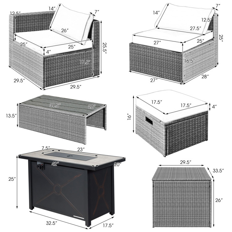 9 Pieces Patio Furniture Set with 42 Inches 60000 BTU Fire Pit - Image 4
