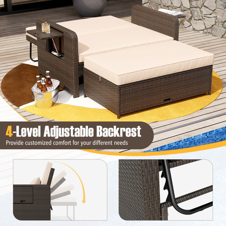Premium Adjustable Outdoor Patio Daybed Set with Cushions and Storage Ottoman - Image 8