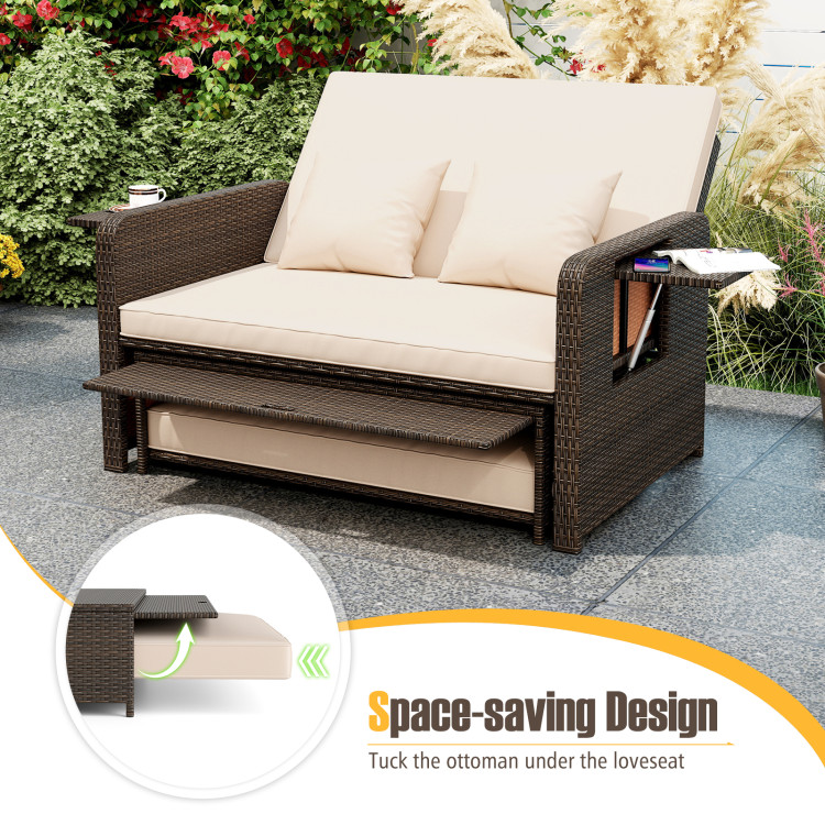 Premium Adjustable Outdoor Patio Daybed Set with Cushions and Storage Ottoman - Image 9