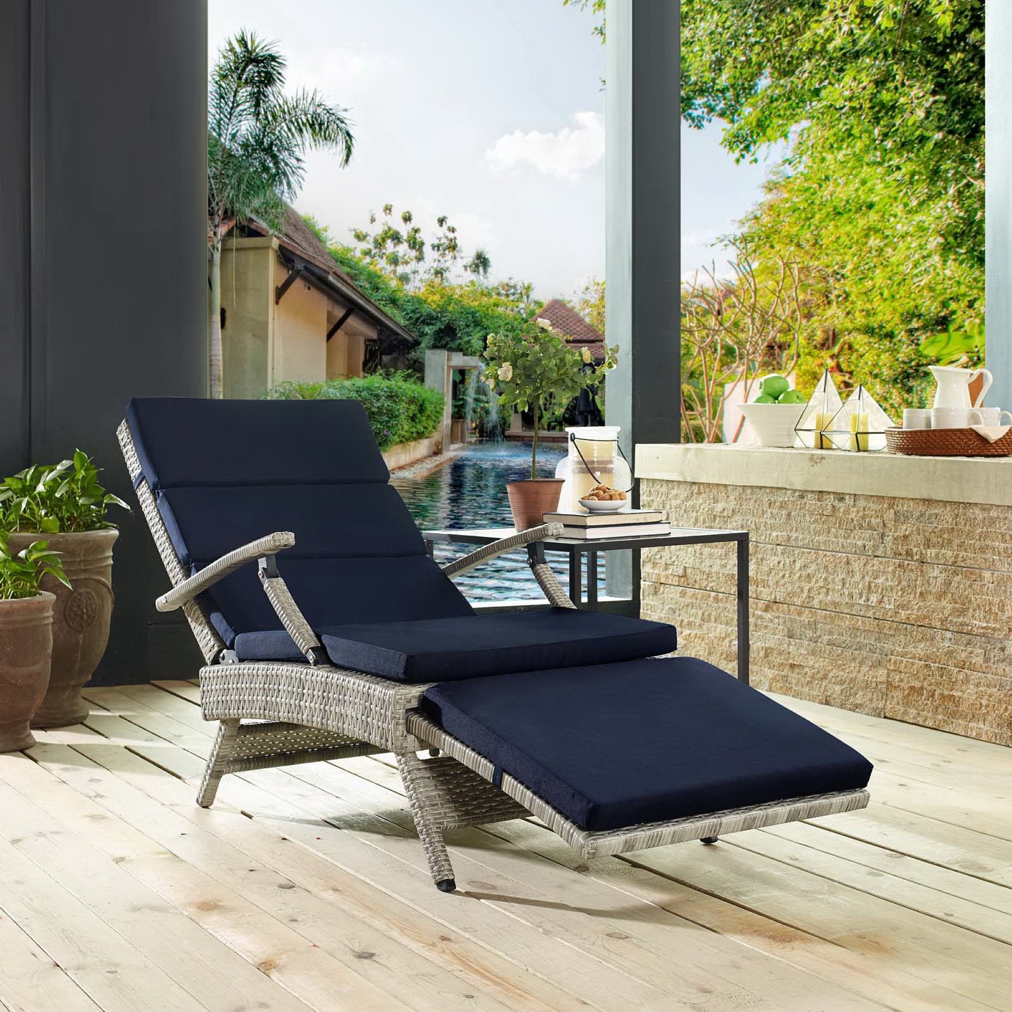 Envisage Chaise Outdoor Wicker Rattan Lounge Chair - Image 2
