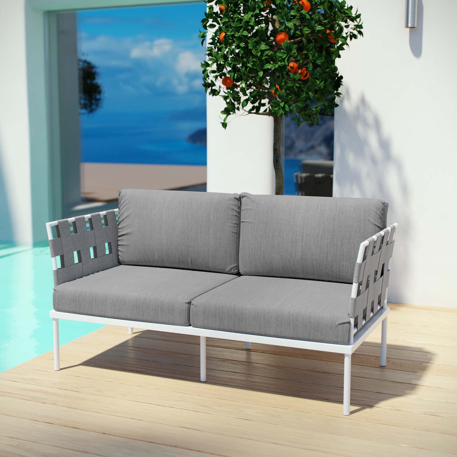 Harmony Outdoor Patio Aluminum Loveseat - Image 6