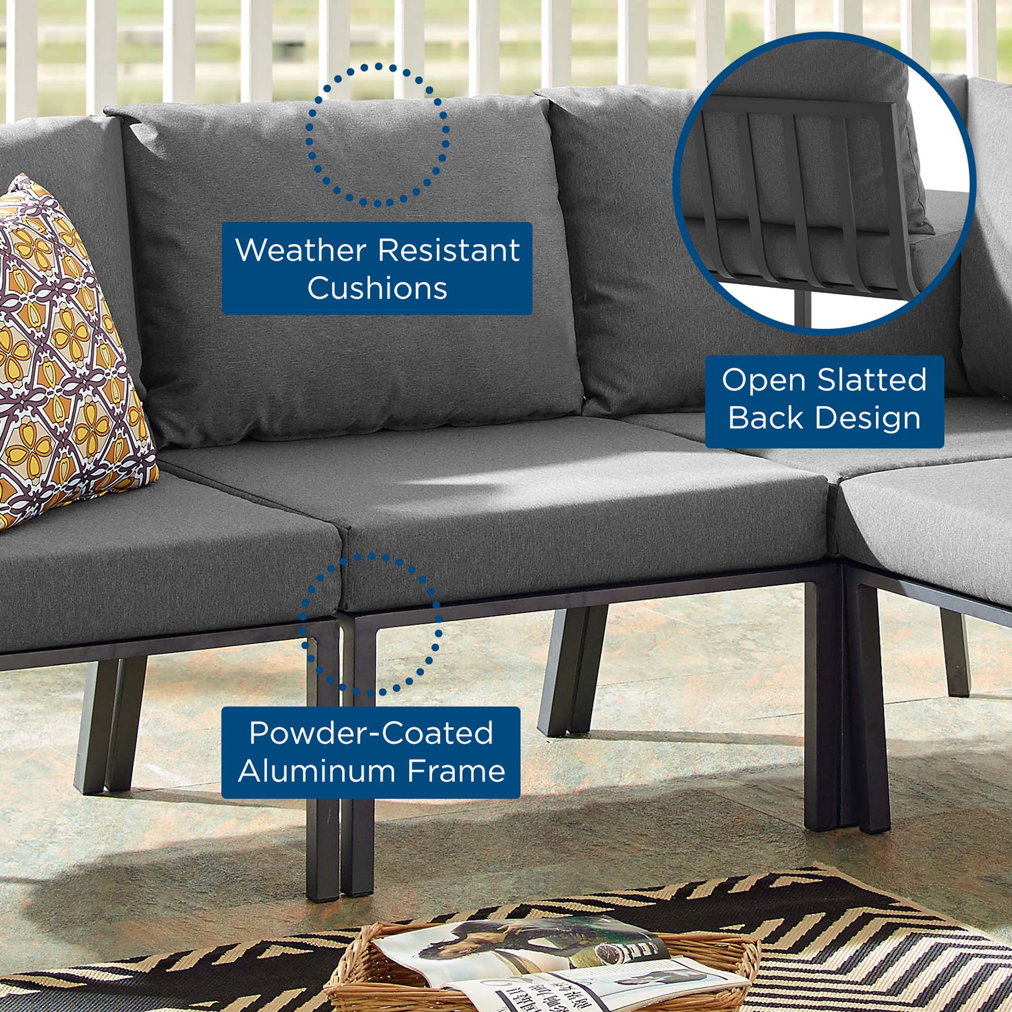 Riverside Outdoor Patio Aluminum Armless Chair - Image 2