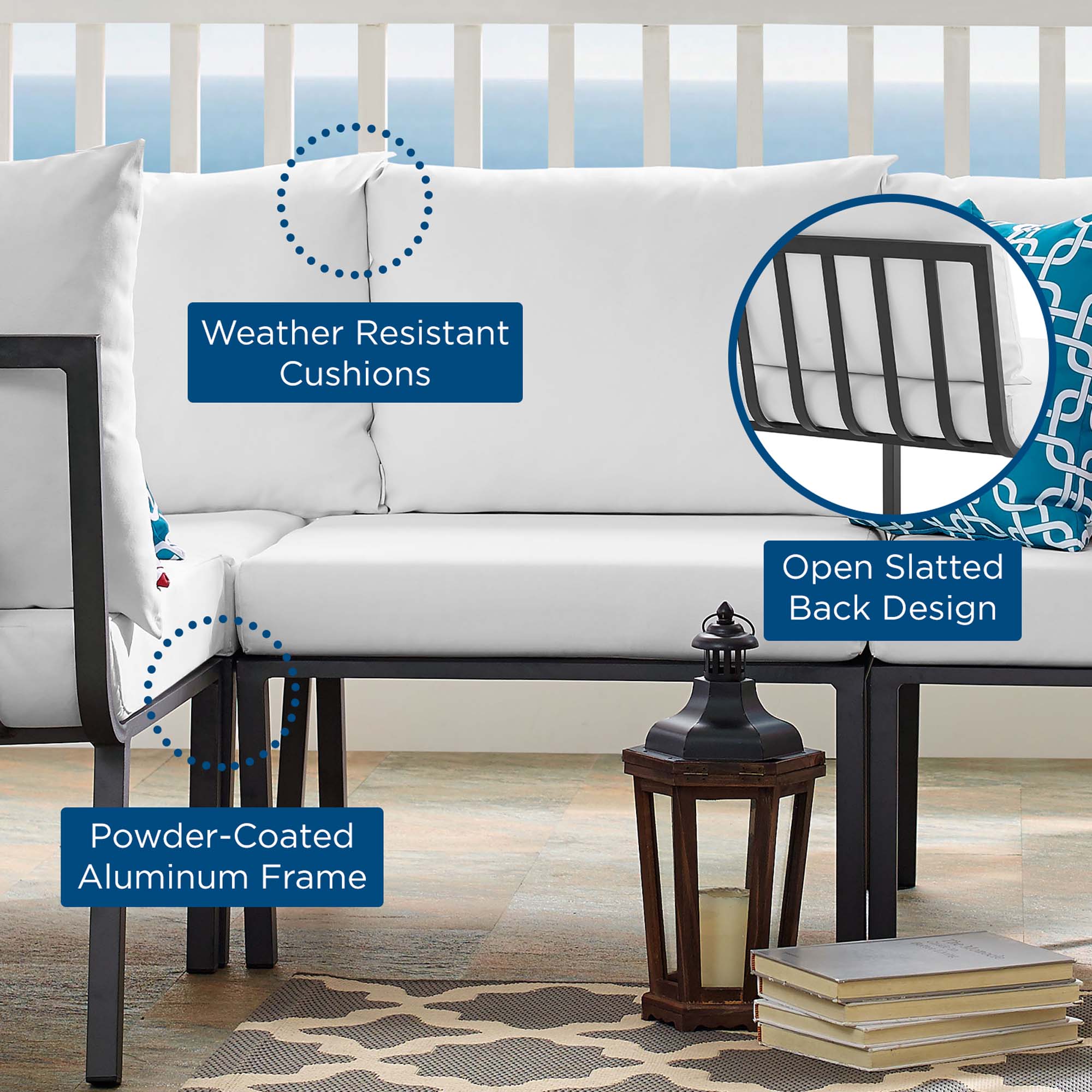 Riverside Outdoor Patio Aluminum Armless Chair - Image 8