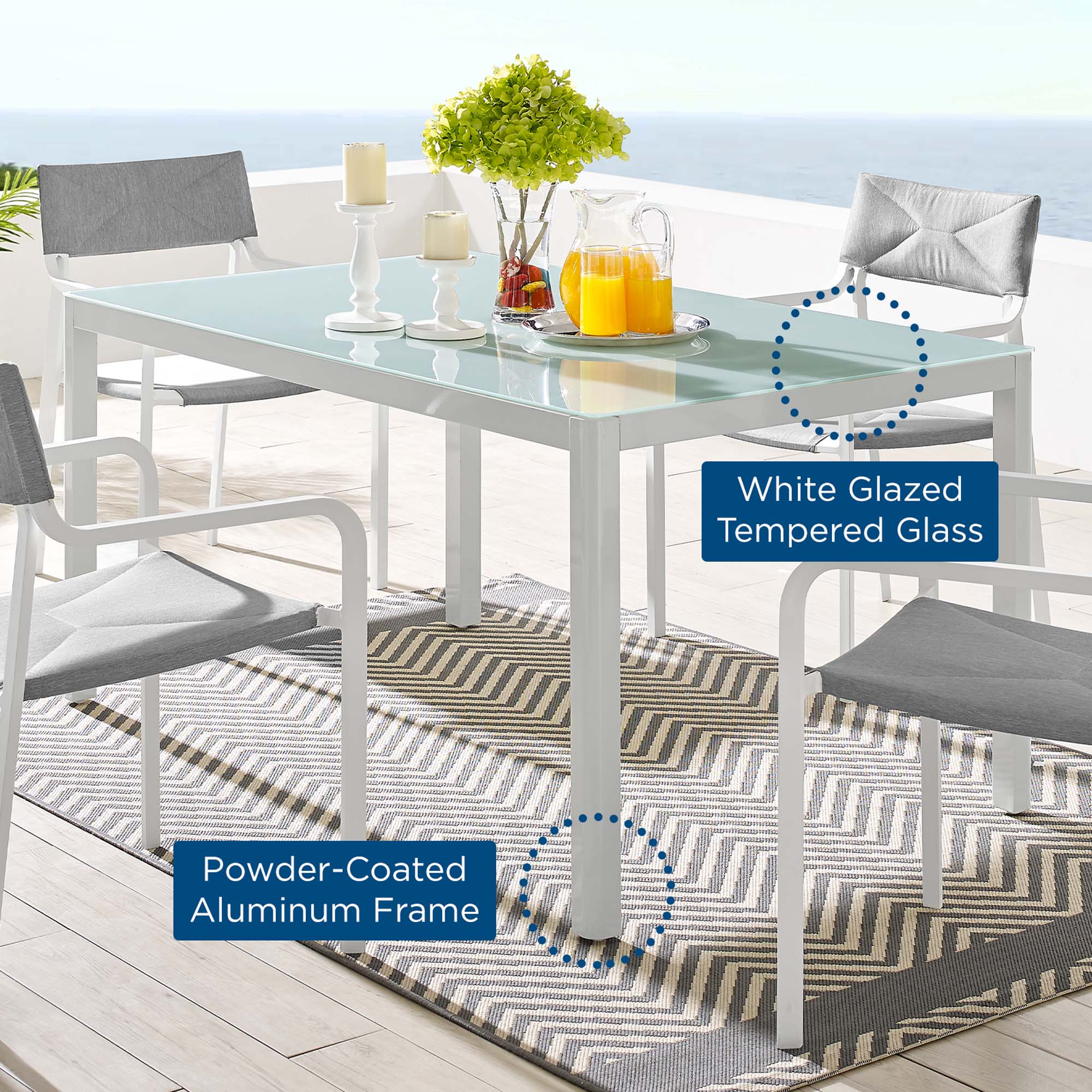 Raleigh 59" Outdoor Patio Aluminum Dining Table - Image 3
