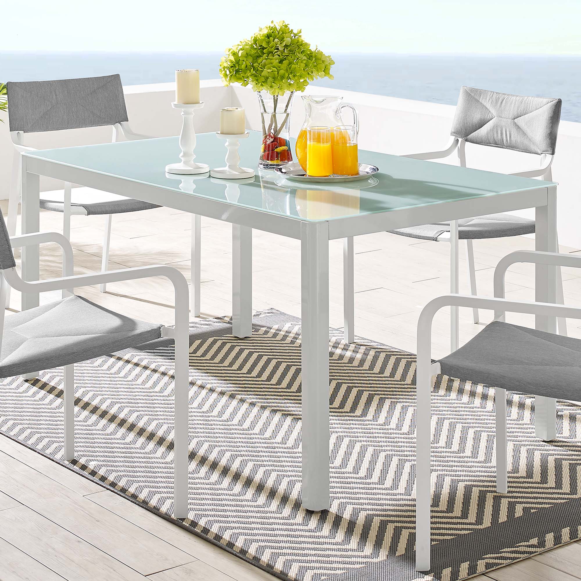Raleigh 59" Outdoor Patio Aluminum Dining Table - Image 2