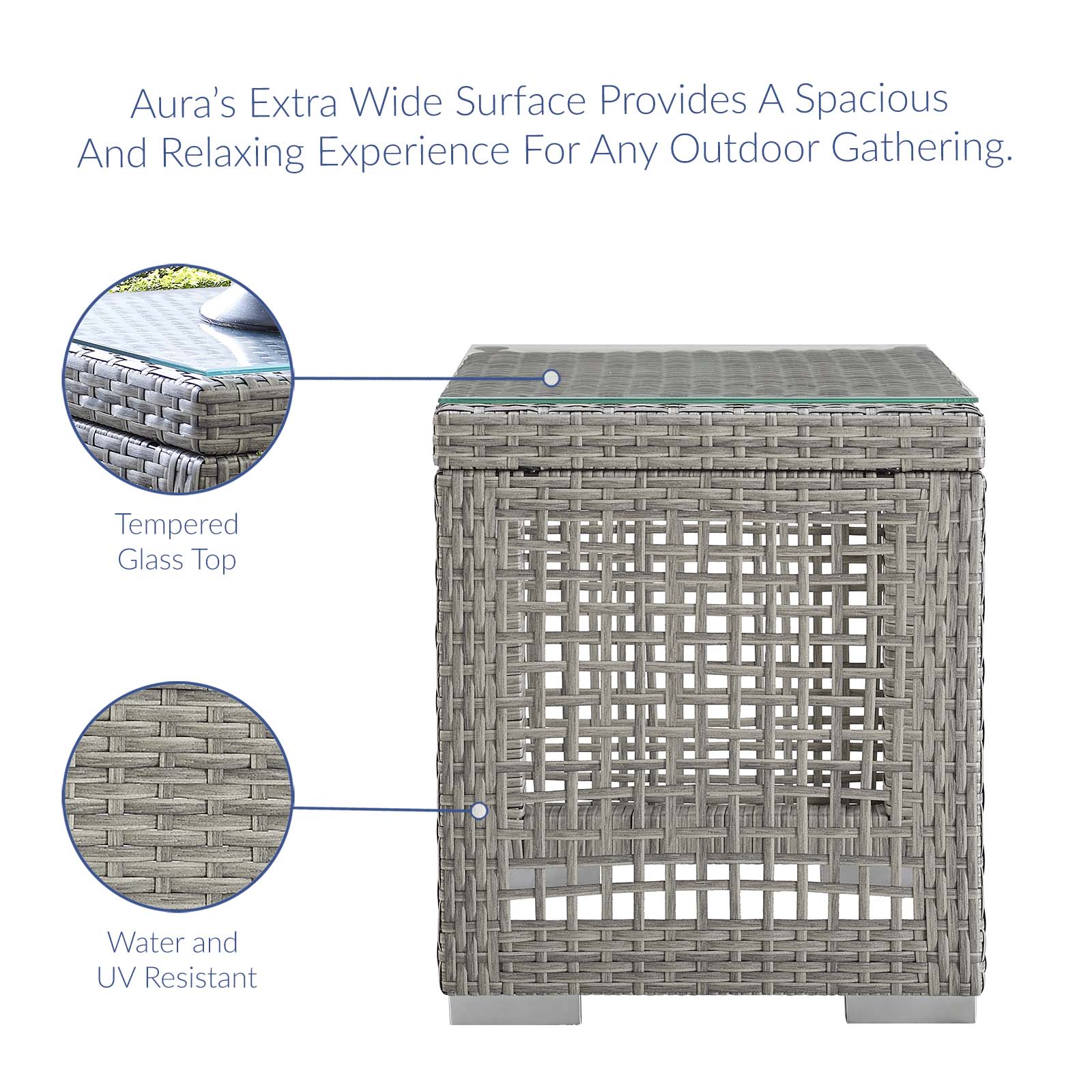 Aura 3 Piece Outdoor Patio Wicker Rattan Set - Image 3