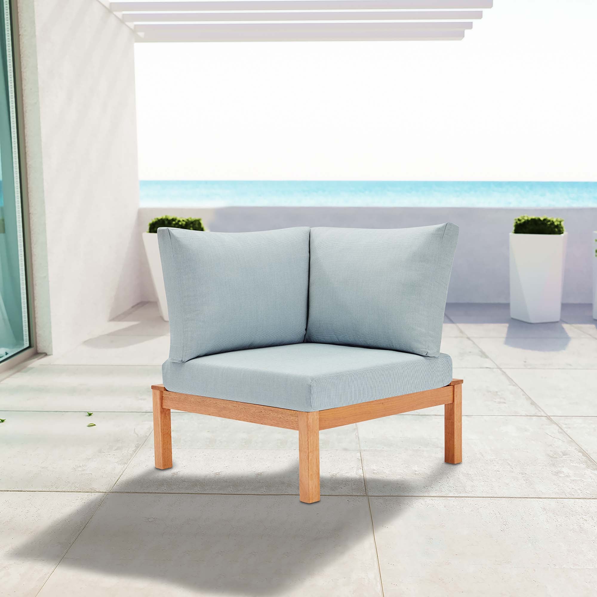 Freeport Karri Wood Sectional Sofa Outdoor Patio Corner Chair - Image 2