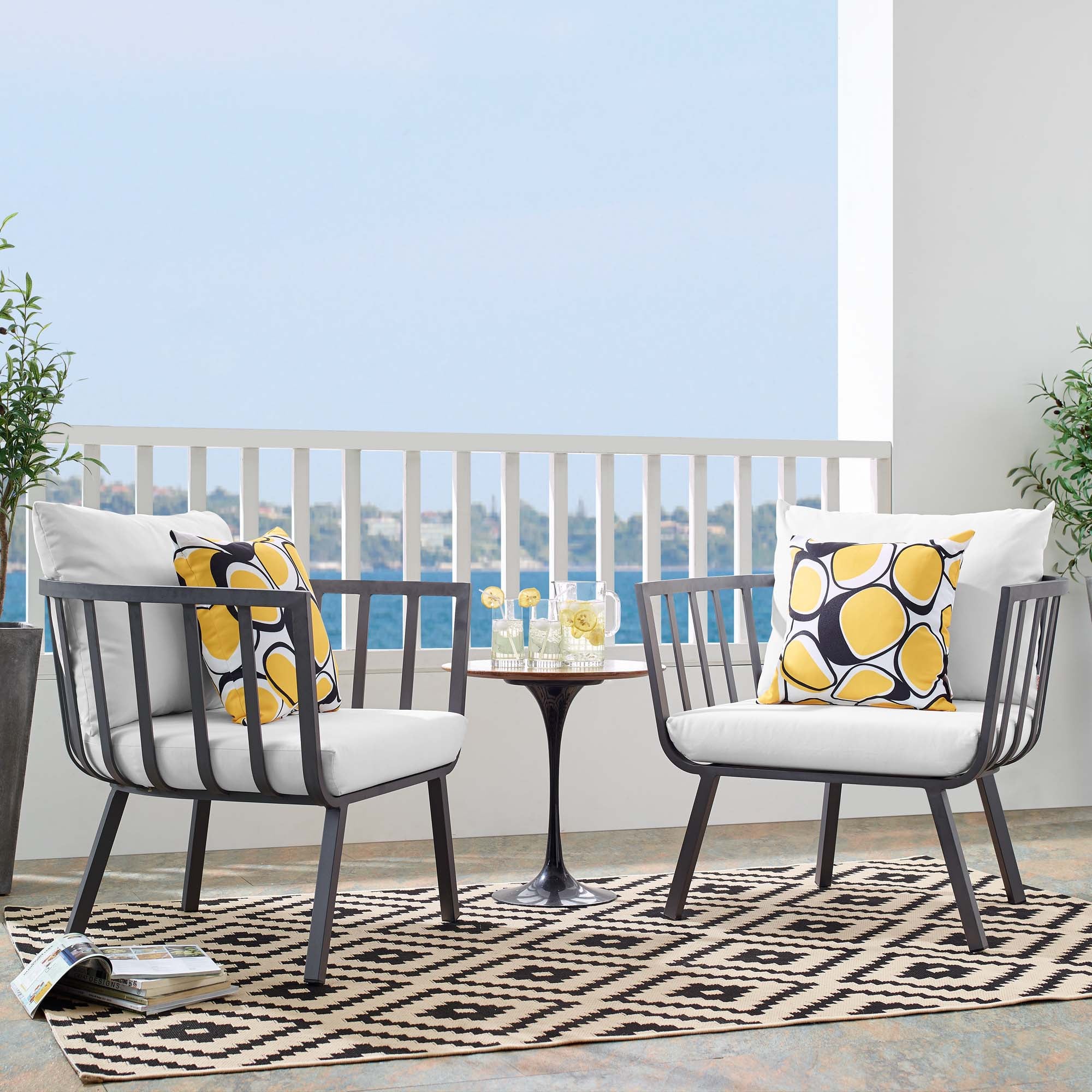 Riverside Outdoor Patio Aluminum Armchair Set of 2 - Image 9