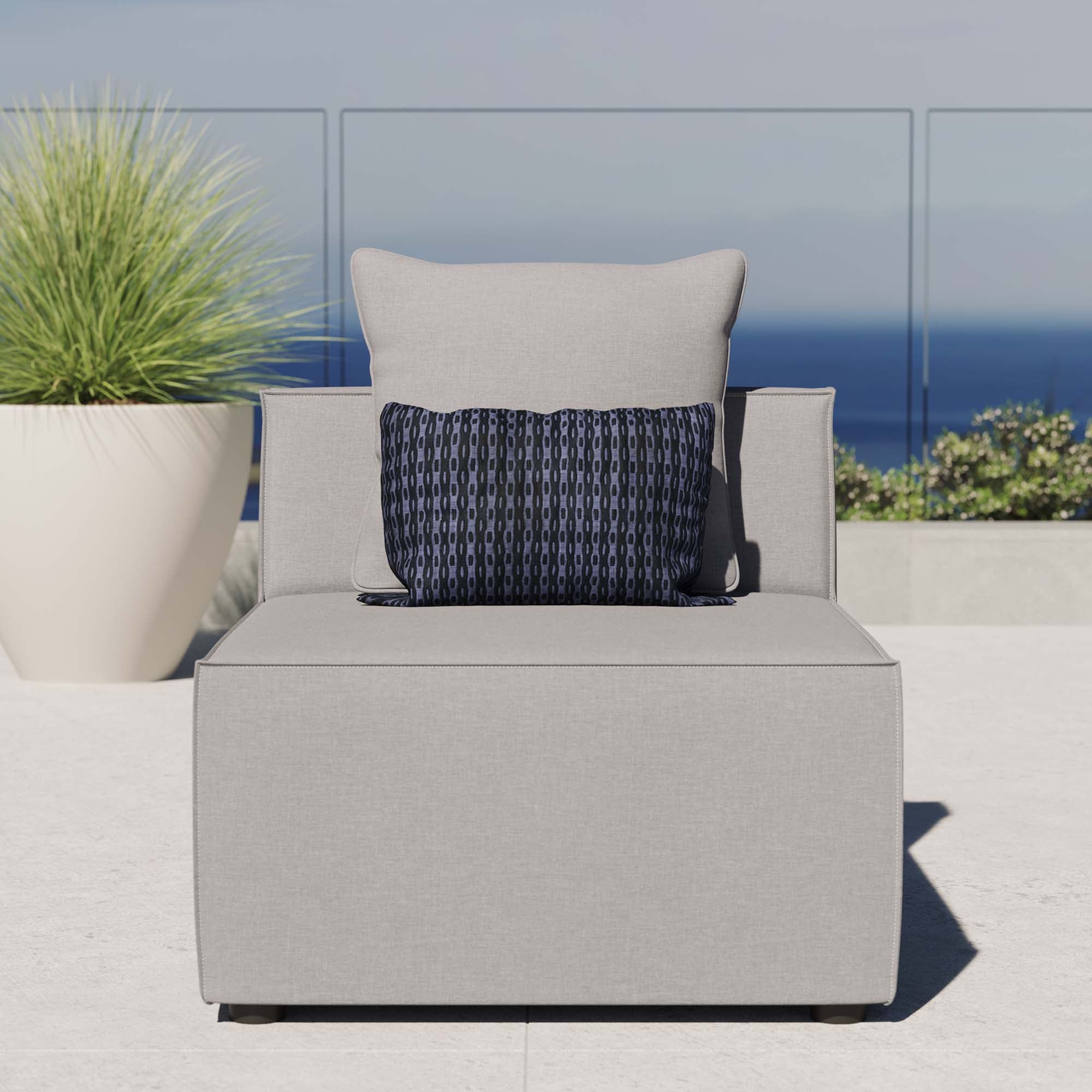 Saybrook Outdoor Patio Upholstered Sectional Sofa Armless Chair - Image 2