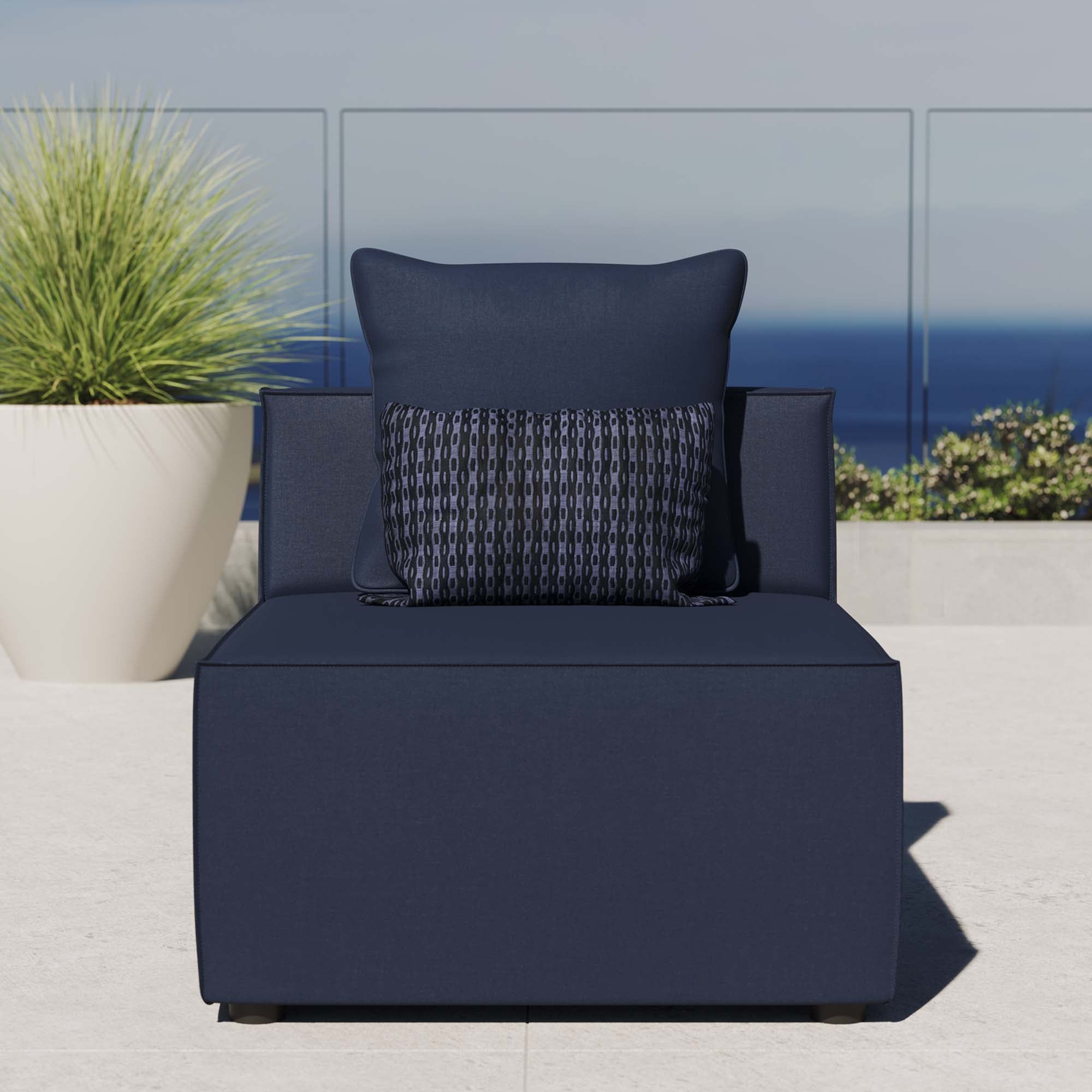Saybrook Outdoor Patio Upholstered Sectional Sofa Armless Chair - Image 8