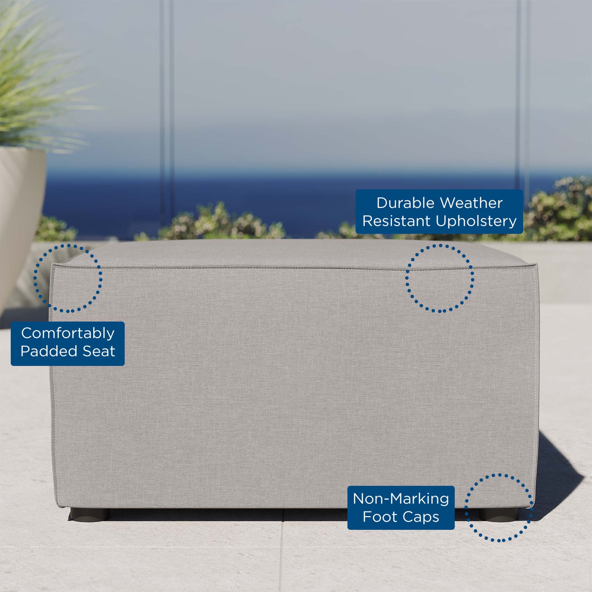 Saybrook Outdoor Patio Upholstered Sectional Sofa Ottoman - Image 3