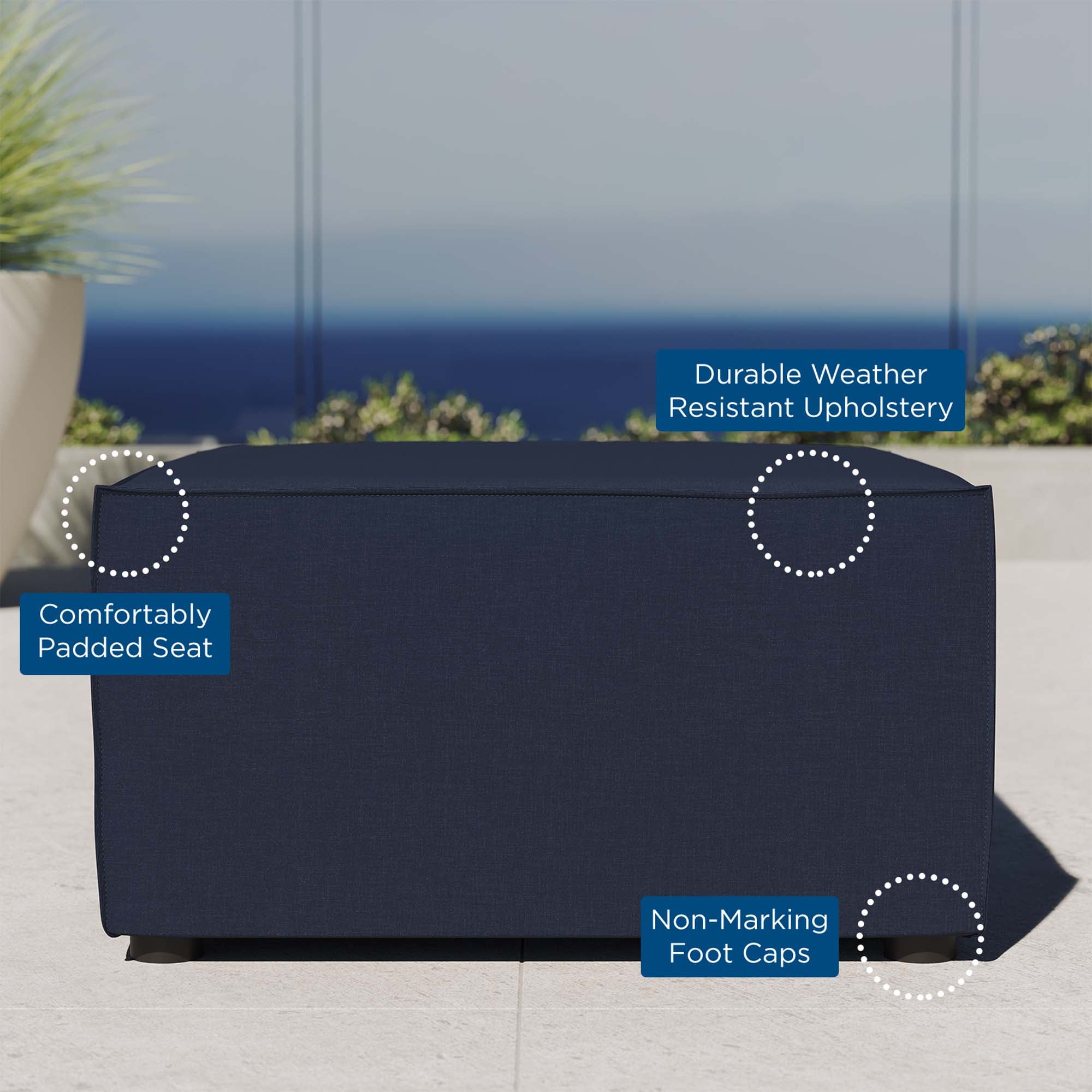 Saybrook Outdoor Patio Upholstered Sectional Sofa Ottoman - Image 9
