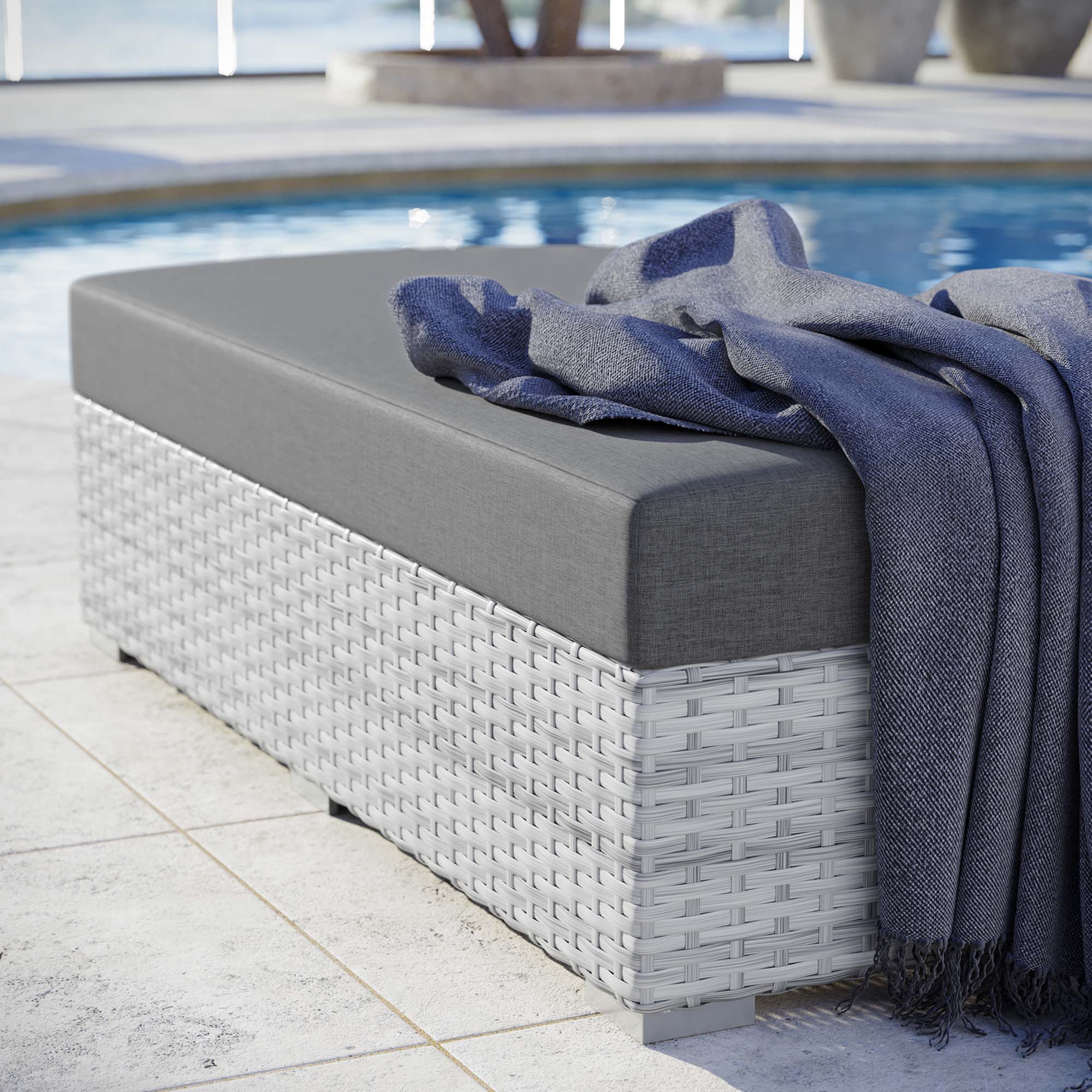 Convene Outdoor Patio Rectangular Ottoman - Image 4