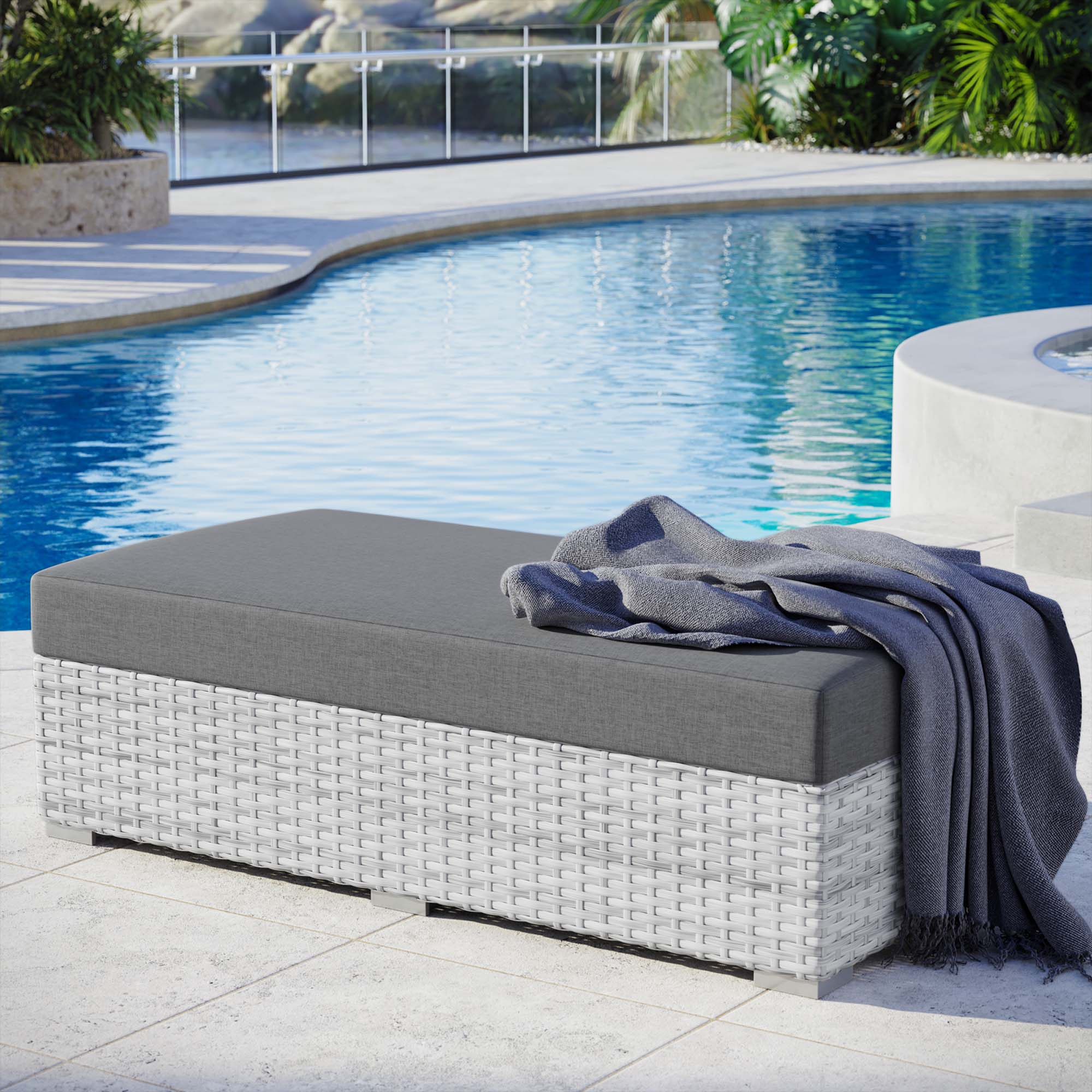 Convene Outdoor Patio Rectangular Ottoman - Image 2