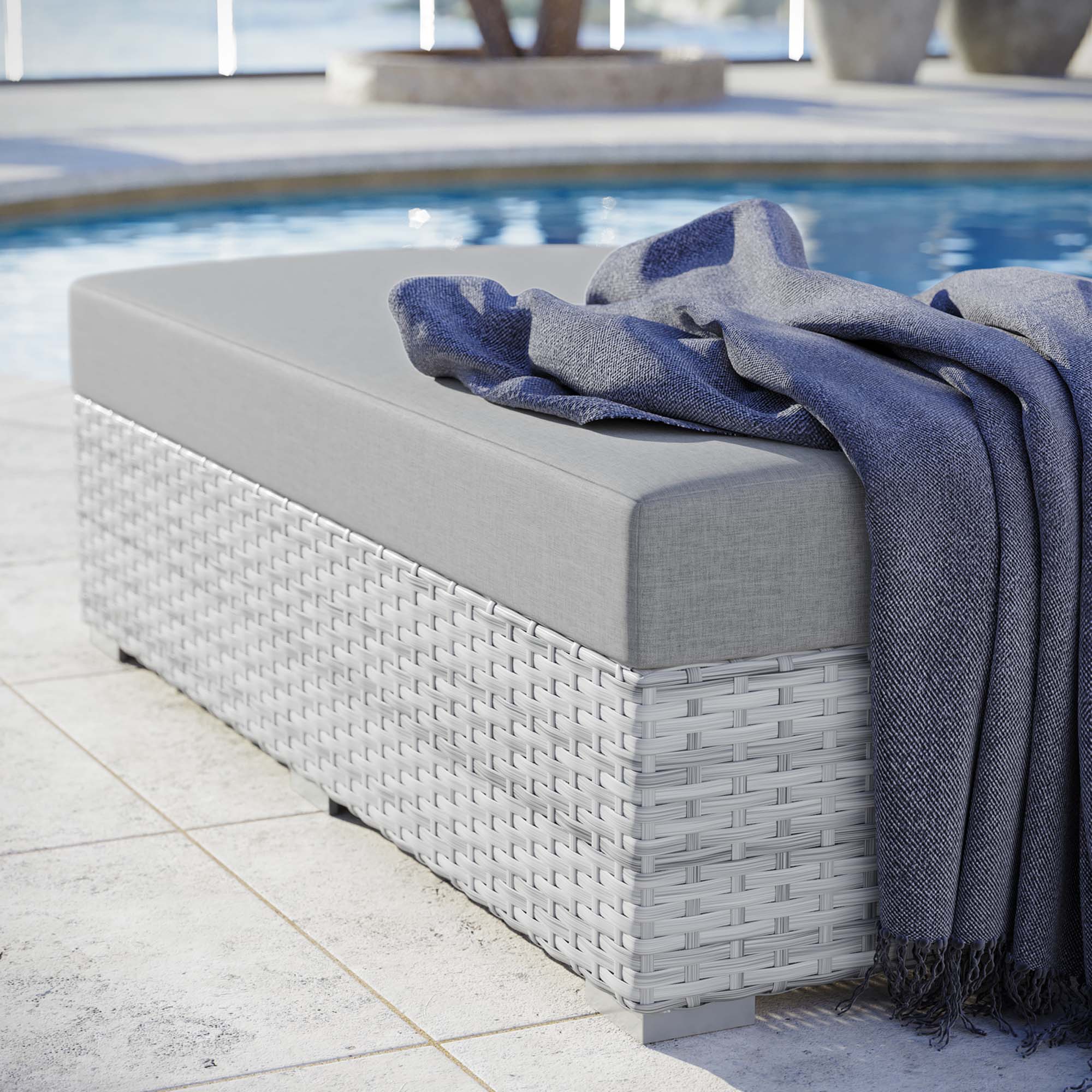 Convene Outdoor Patio Rectangular Ottoman - Image 10