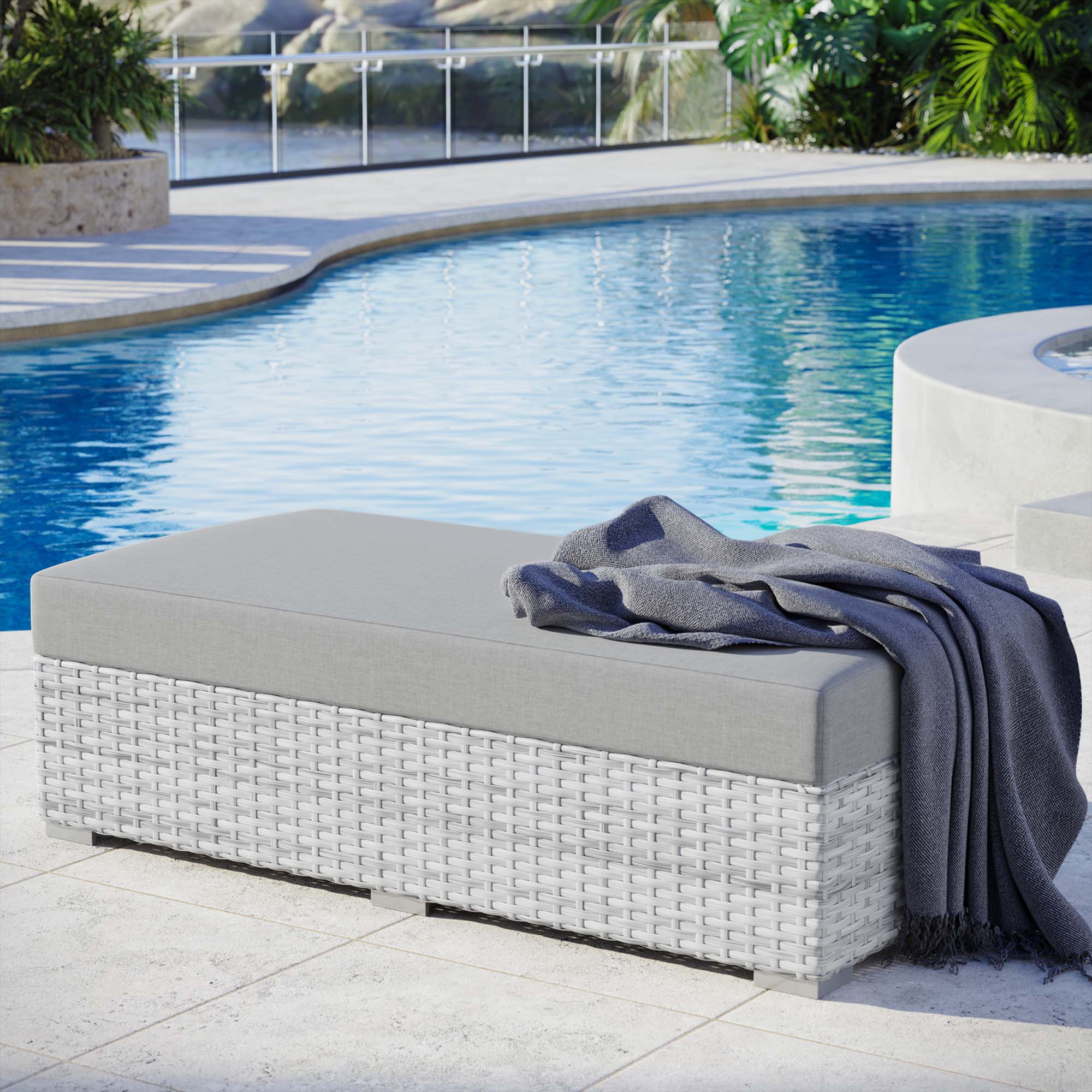 Convene Outdoor Patio Rectangular Ottoman - Image 7